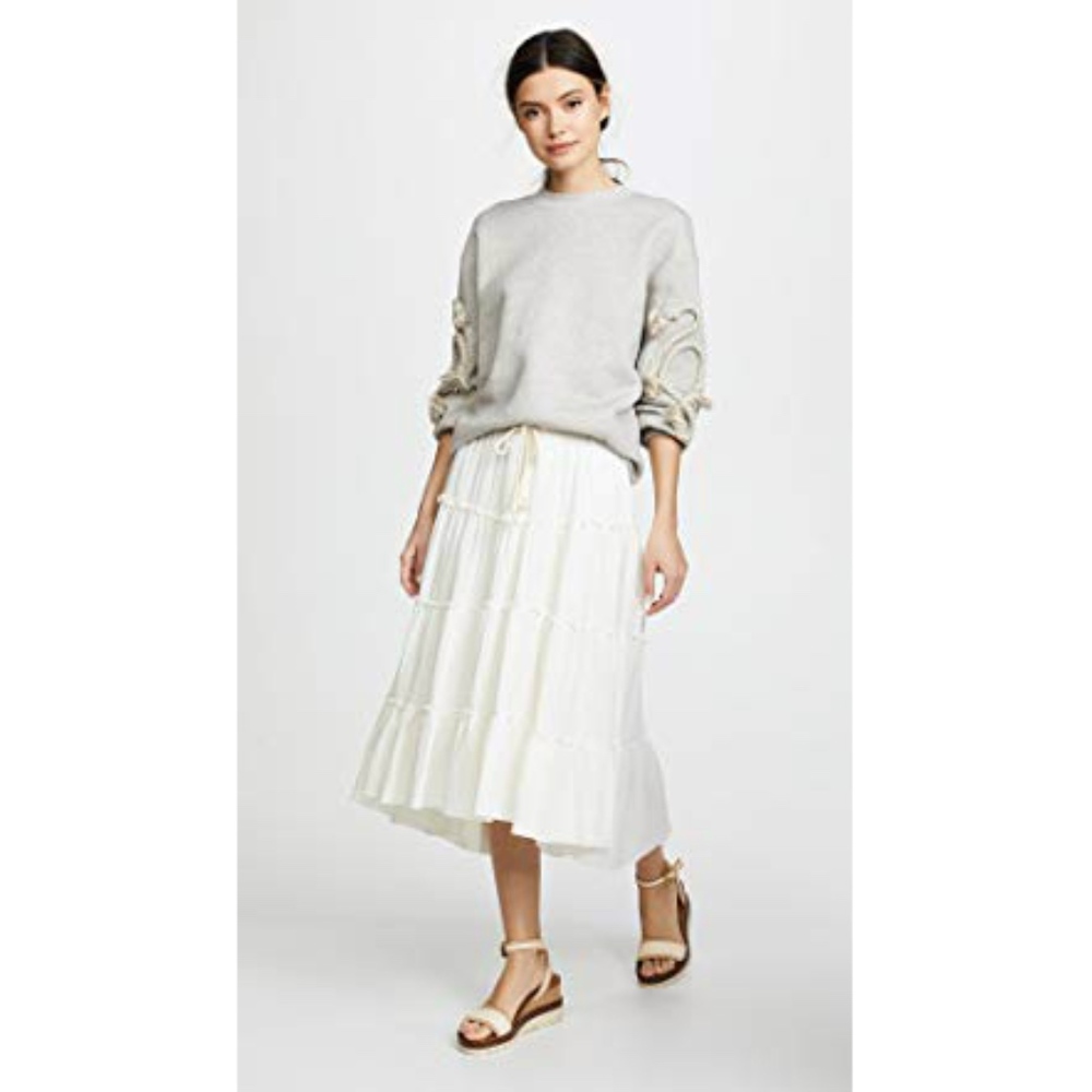 See By Chloé Ruffled Cream Maxi Prairie Skirt M